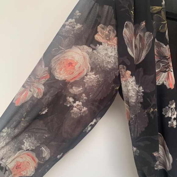 All Saints Jade Eden Dress - Mini Dark Floral Wrap Dress - Size Medium - Picture 10 of 12